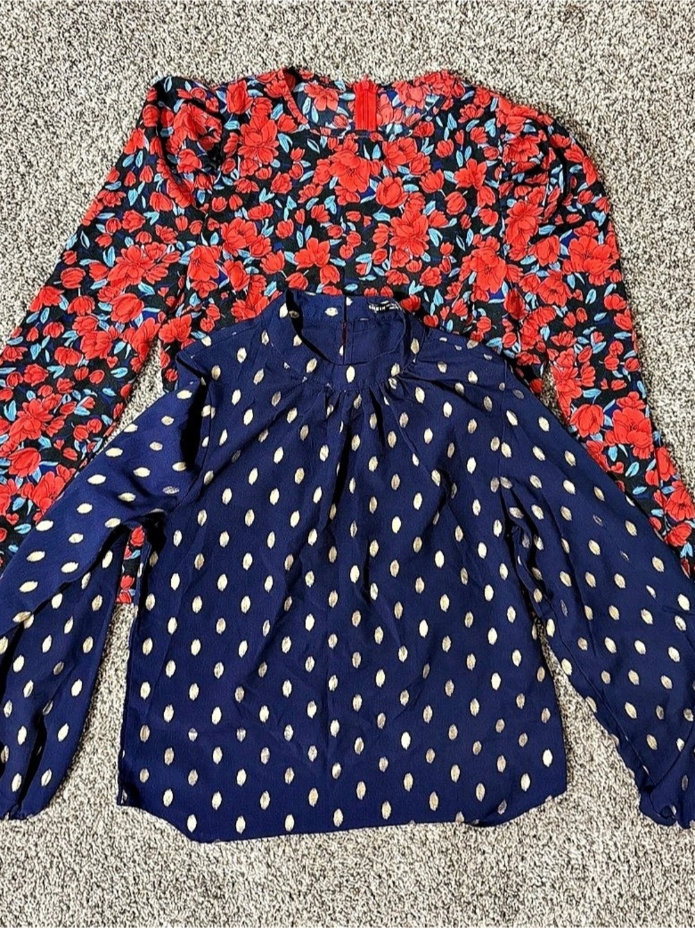 SHEIN Floral Long Sleeve Blouse in Blue & Red Like New